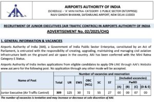 AAI Recruitment 2025: Application Form, Vacancy, Notification Link