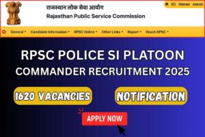 RPSC Police SI Platoon Commander Recruitment 2025 – Notification Link